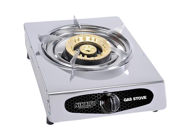 Nikatto Single Burner Gas Stove With Regulator, Stainless Steel Propane Stove For Camping, Tailgating, and Hurricane Prepa...