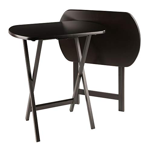Winsome Cade Set of 2 Foldable Snack Tables, Oversized, for Living Room, 25", No Assembly, Coffee