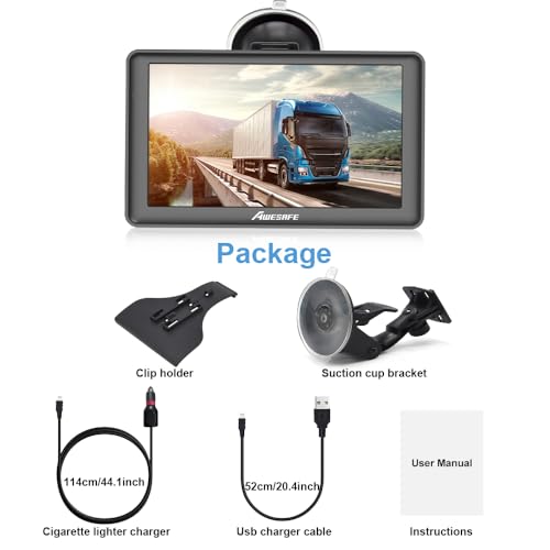 AWESAFE GPS Navigator for Car, Latest 2025 Map 7 Inch Touch Screen, Real Voice Spoken Turn-by-Turn Direction Reminding Nav...