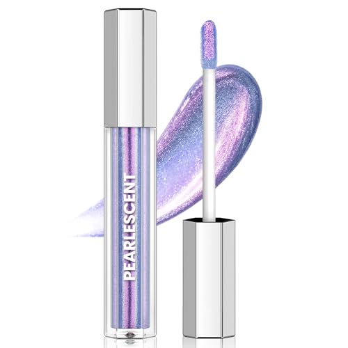 HOSAILY Purple Glitter Lip Gloss Liquid Lipstick, Diamond Shimmer Metallic Sparkly Iridescent Chameleon Lilac Lip Gloss Gi...