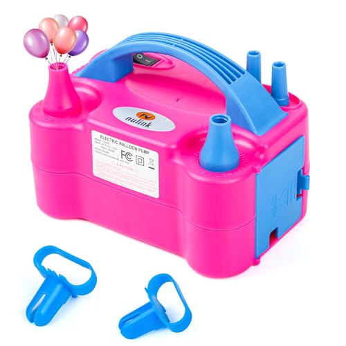 Nulink Electric Balloon Pump, Portable Electric Balloon Blower Machine Balloon Air Pump Dual Nozzle 110V 600W Balloon Infl...