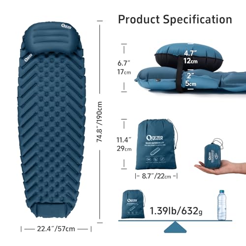 QEZER Mummy Sleeping Bag with Sleeping pad and Pillow