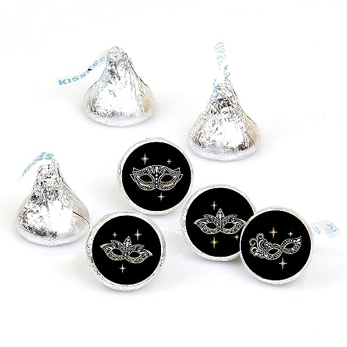 Big Dot of Happiness Masquerade - Venetian Mask Party Round Candy Sticker Favors - Labels Fit Chocolate Candy (1 Sheet of ...