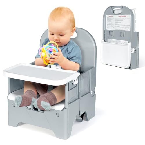 Orzbow Portable High Chair with Tray, Foldable Booster Seat for Travel Toddlers 6-36 Months, Baby Chair for Dining Table, ...