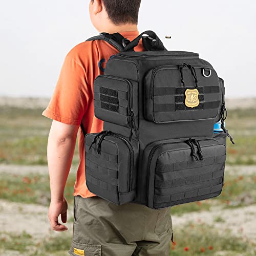 DSLEAF Tactical Pistol Backpack with 3 Pistol Cases for 6 Handguns, Gun Backpack with 13x Magazine Slots for Shooting and ...