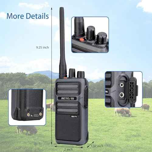 Retevis RB17V MURS Radios, Hunting Walkie Talkies Long Range,4400mAh Rechargeable Battery,SOS Alarm,2 Way Radios for Skiing Hiking Hunting(2 Pack) (with high gain Antenna)
