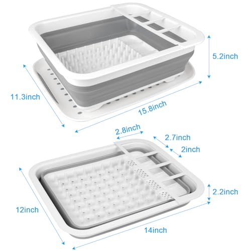 Collapsible Dish Drying Rack Portable Dish Drainers for Kitchen Counter with Drainboard, Kitchen Sink Organizer Basket RV ...