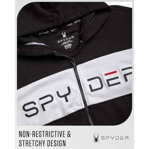 Spyder Mens Zip Up Hoodie - Super Soft Performance Fleece Sweatshirts for Men - Warm Athletic Hoodies for Running Walking Gym