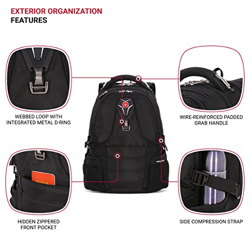 SwissGear 2769 ScanSmart Laptop Backpack, Fits Most 16 Inch Laptops, TSA Friendly, Work, School, Men's and Women's, Black