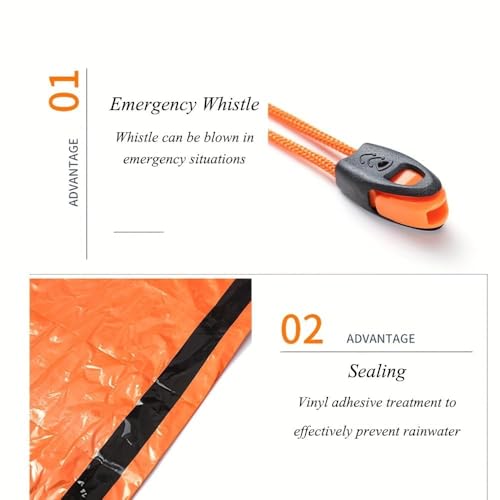 Emergency Sleeping Bag Portable Thermal Bivy Sack Waterproof Lightweight Blanket Survival Gear with Compass