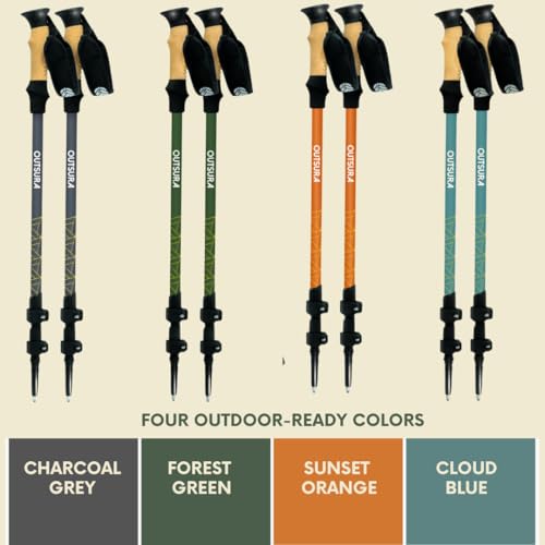 Outsura Carbon Fiber Hiking Stick 2 Pack – Professional Grade, Collapsible Trekking & Walking Sticks for Hiking