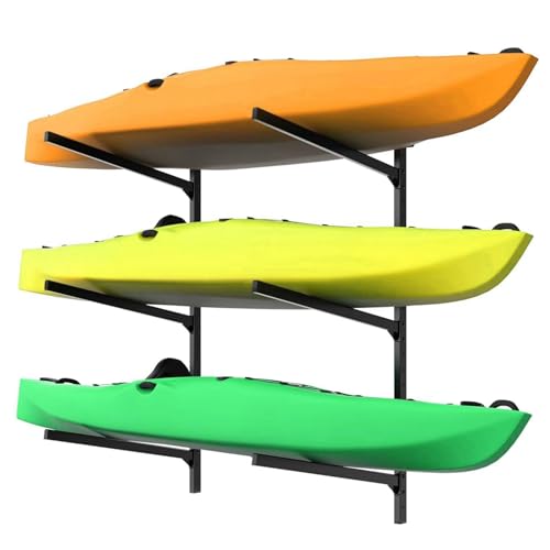 WALMANN Heavy Duty Wall Mounted Kayak Storage Rack for Garage, Adjustable Kayak Hangers for Wall, Holds Up to 220 lbs