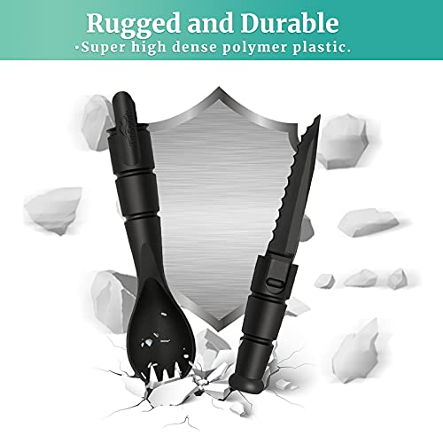 Tactical Spork, Tactical Spork Spoon Combo, 3 in 1 Tactical Camping Utensils, Camping Gear & Backpacking Gear, 1 Pack, Black
