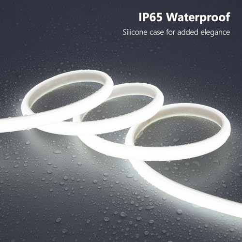 BENLUN AC 110V COB LED Strip Lights Outdoor Waterproof 65.6ft, 6000K Cool White Super Bright 200W CRI 90+ LED Rope Light, ...
