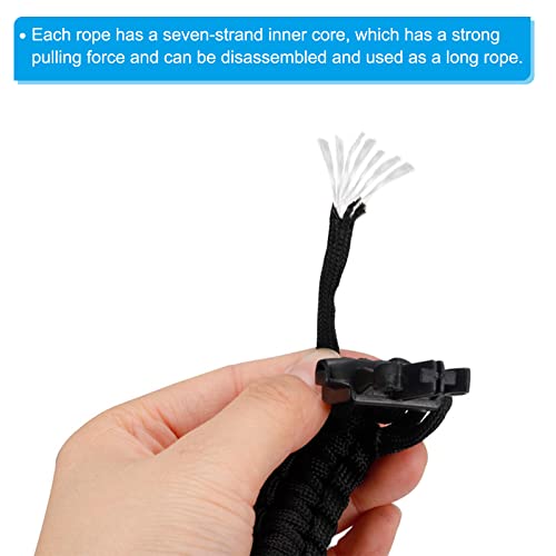 Survival Paracord Bracelets, Plaited Parachute Bracelet Party Favors Camping Gifts Outdoor Wraps for Men, White, Black