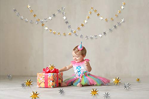 pinkblume Gold Party Decorations Star Garlands Streamer Gold 3D Stars Metallic Paper Hanging Bunting Banner for Birthday W...