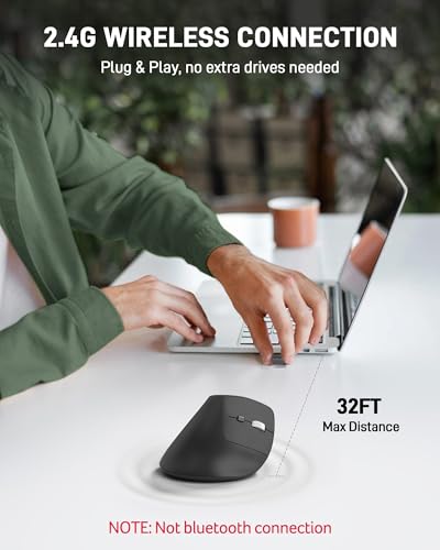 acer Ergonomic Mouse Wireless, Adjustable DPI Vertical Mouse 1000/1200/1600 with 6 Buttons, Rechargeable Ergo Mice with 2....