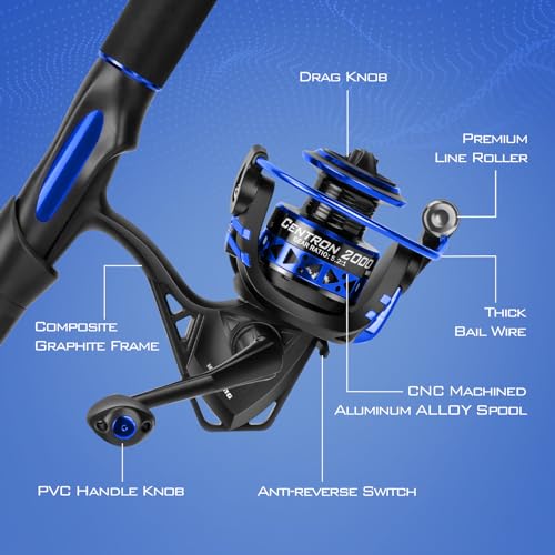 KastKing Centron Fishing Rod and Reel Combo, Spinning & Baitcasting Combos, IM6 Graphite 2Pc Blanks, Stainless Steel Guide...
