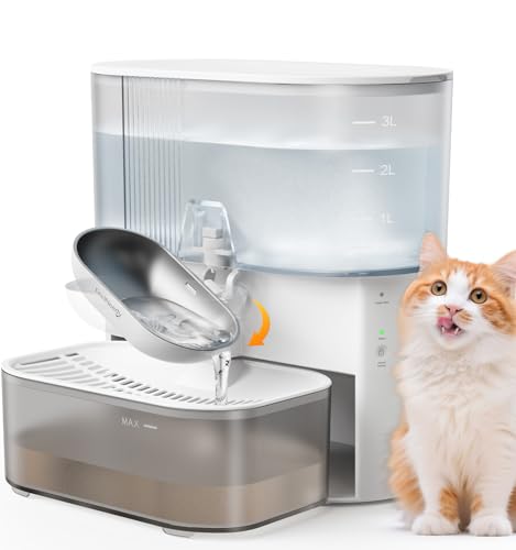 Wireless Cat Water Fountain No Filters, Wastewater Separation, FEELNEEDY Stainless Steel Bowl, 3.5L Pet Water Fountain for...