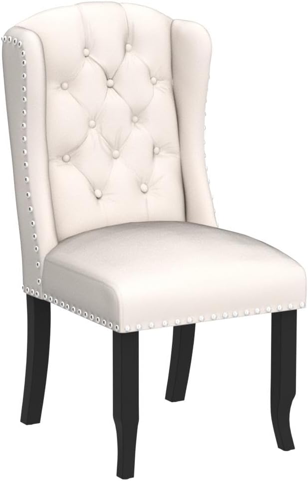 DUOMAY Modern Tufted Dining Chairs Set of 2, Velvet Upholstered Dining Room Chairs Armless Guest Side Chair for Kitchen Dining Room, Wingback Accent Chairs with Solid Wood, White