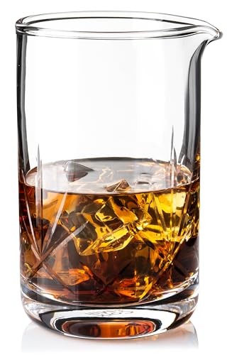 Cork & Mill Cocktail Mixing Glass - Large 24 oz Crystal Cocktail Mixer for Old Fashioneds, Manhattans and Other Stirred Wh...