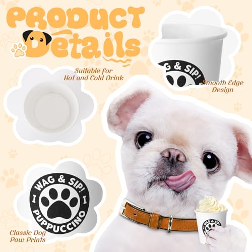 Yungyan 100 Pcs 3 oz Tiny Pup Cups for Dogs Mini Cups for Cream Mini Dog Paw Disposable Paper Container for Cafe Bar Pet T...