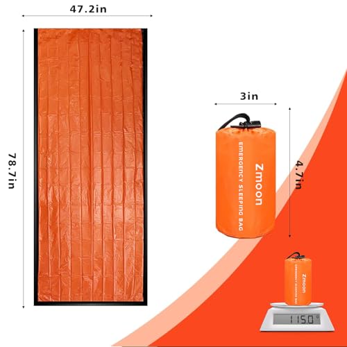 Zmoon Emergency Sleeping Bag Survival Bag, Portable Waterproof Thermal Bivy Sacks,Bivvy Bags,Camping Mylar Sleeping Bag Su...