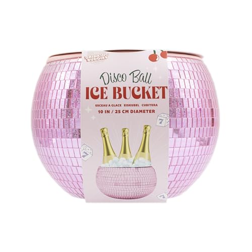 NPW Pink Disco Ball Ice Bucket – Holiday Christmas Party Decor & Bachelorette Gift, Disco Champagne Bucket for Girls’ Night