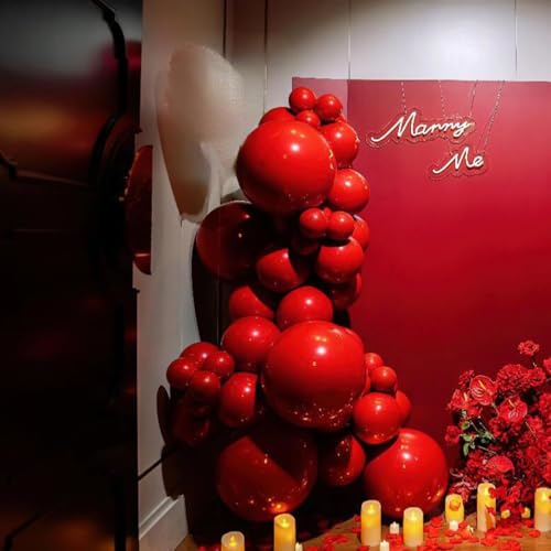 PartySoon 147 Pcs Red Balloons Arch Kit Red Balloon Different Sizes for Valentine's Decorations Birthday Party Gender Reve...