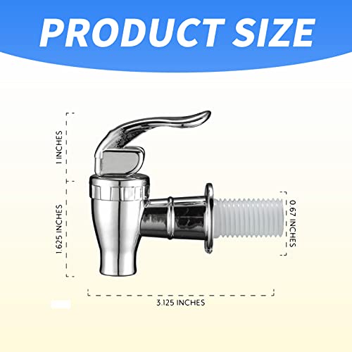 YAFIYGI 2Pack Modern Silver Plastic Beverage Dispenser Spigot, Push Style Faucet for Beverage Dispenser, Gravity Feeding, ...