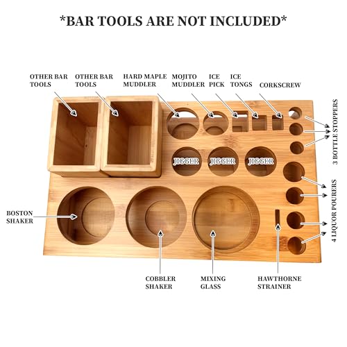 Barillio Bamboo Stand for Bartender Kit Storage (Bar Tools are Not Included) | Cocktail Shaker Set Wood Holder | Perfect M...