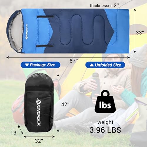 KINGROCK Sleeping Bags for Adults Backpacking Lightweight Waterproof- Cold Weather Sleeping Bag for Adults for Warm Campin...