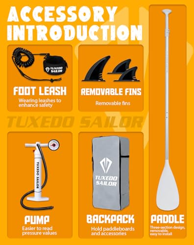 Tuxedo Sailor 10'6"×33"×6" Inflatable Stand Up Paddle Board with Premium SUP Accessories,Paddle Boards for Adults & Youth ...