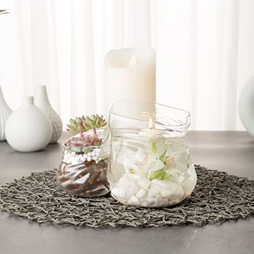 Restaurantware-22 Ounce Unzipped Bag Bowl, 1 Small Glass Bag - Realistic Crinkled Edges, Serve Candy, Popcorn, or Nuts, Clear Glass Bowl, Dishwashable, Flat Base