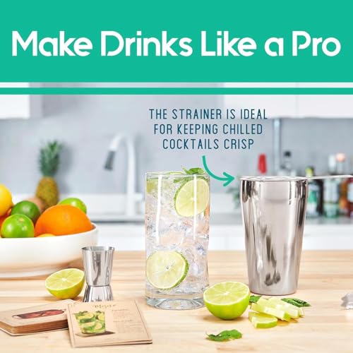 8-Piece Cocktail Shaker Set, Bartender Kit with Black Wood Stand, Stainless Steel Bar Tool Set for Drink Mixing Home Barte...