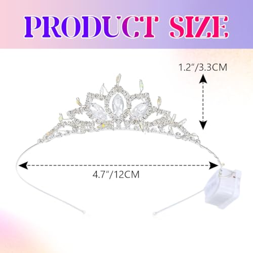 DRESBE Light Up Crystal Crowns LED Rhinestone Tiara Headband Glow Party Princess Hair Accessories for Women and Girls (Sil...