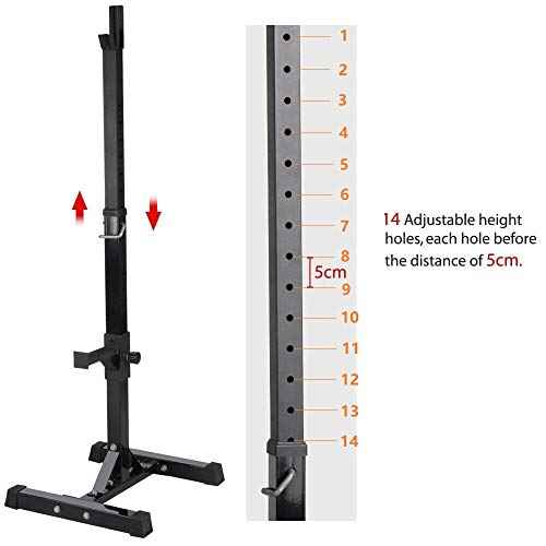Yaheetech Pair of Adjustable Squat Rack Standard 44-70 Inch Barbell Rack, Solid Steel Squat Stands Bench Press Storage Home Gym Portable Dumbbell Stands
