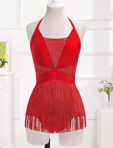 Rhinestone Fringe Bodysuit Women Tassel Latin Jazz Dance Costume Leotard Trapeze Artist Acrobat Costume Festival Rave Outfits