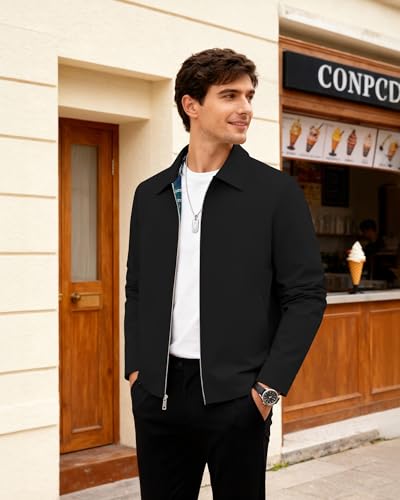 WULFUL Men's Lightweight Jackets Casual Windbreaker Stylish Light Golf Work Dress Business