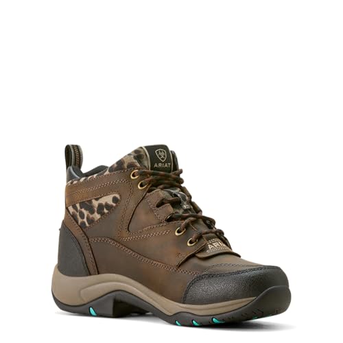Ariat Women's Terrain Waterproof Boot, Chocolate/Camo Leopard, 7.5 Wide
