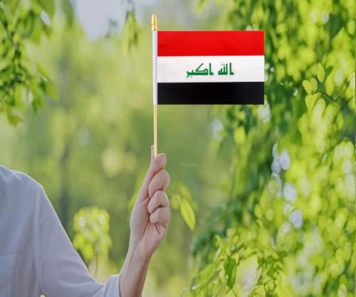 10 Pack Iraq Flags -IRQ Handheld Flag-Desktop Flag-5x8 In, Iraqi Mini Flag. Suitable For Party Decorations, Store Display...