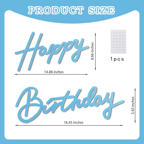TONIFUL Happy Birthday Sign for Backdrop - Light Blue Felt Banner - Includes Dot Glue - Perfect for Birthday Party Backdro...