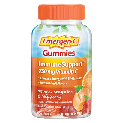 Emergen-C 750mg Vitamin C Gummies for Adults, Immunity Gummies with B Vitamins, Gluten Free, Orange, Tangerine and Raspber...