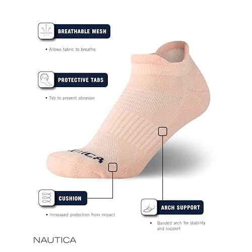 Nautica Womens Low Cut Socks - 12 Pack Breathable Cushioned Athletic Low Cut Tab Ankle Socks for Women (Sizes: 4-10)