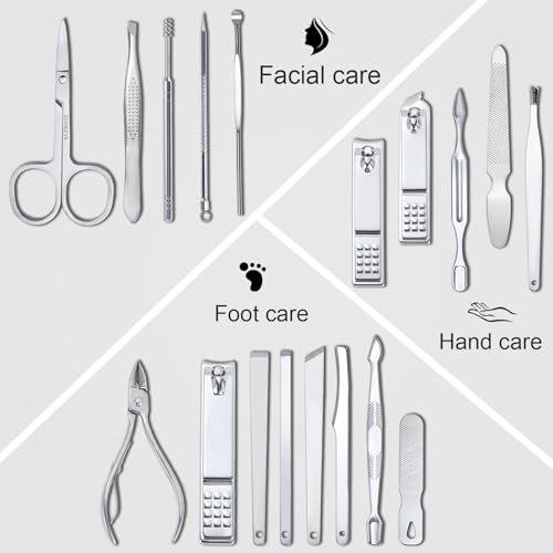 Nail Clippers Set Fingernail and Toenail Clipper Cutters Men's Accessories,Manicure Pedicure Kit Professional Grooming Kit...
