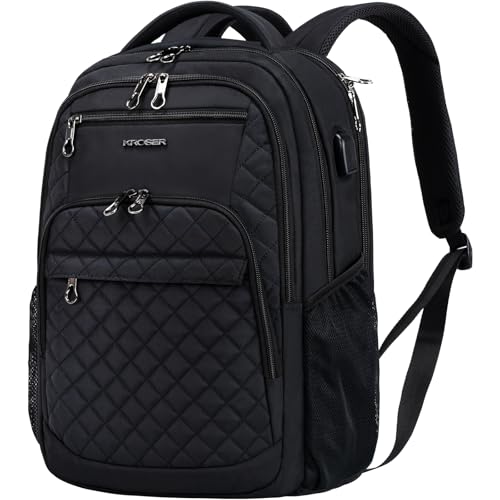 KROSER Travel Laptop Backpack 17 Inch Large Computer Backpack Water-Repellent Daypack with USB Charging Port RFID Pockets ...