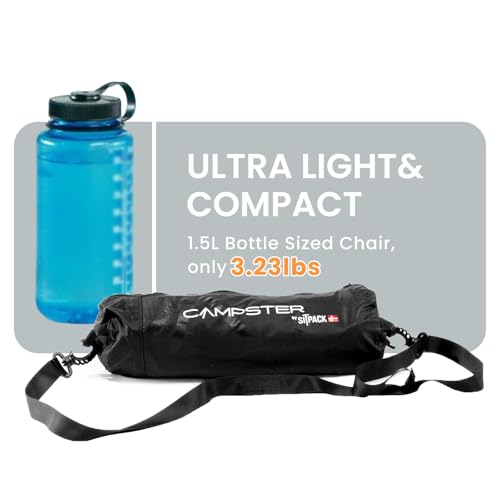 Sitpack Campster 2.0 Ultra Lightweight Backpack Chair with 5s Folding, Small Compact Portable Hiking Chairs with Bottled S...