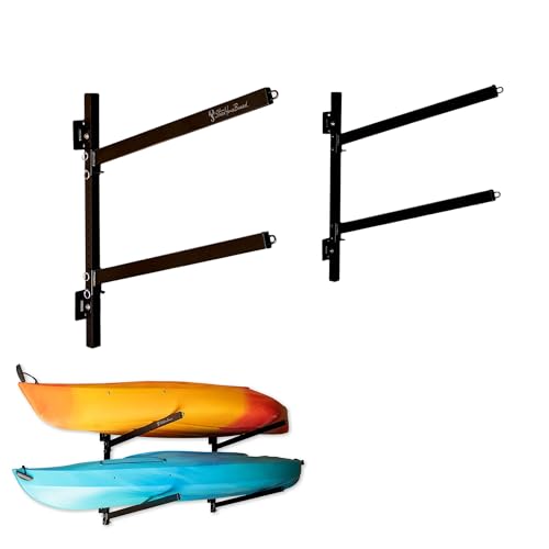 StoreYourBoard G-Kayak Wall Rack – Heavy-Duty Indoor Kayak Rack for 2 Boats, Adjustable Storage Wall Mount Hanger, Space-S...