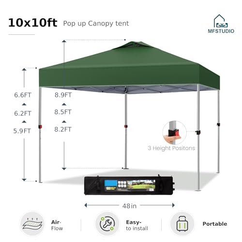 MFSTUDIO 10x10 Pop Up Canopy Tent, Gazebo Shelter Sun Shade Canopies Waterproof Patio Portable Popup Screened Tents for Be...