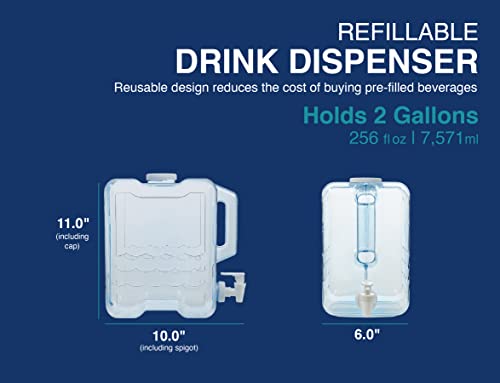 Arrow Home Products 2 Gallon Drink Dispenser for Fridge - Plastic Beverage Dispenser with Spigot for Easy Dispensing - BPA...